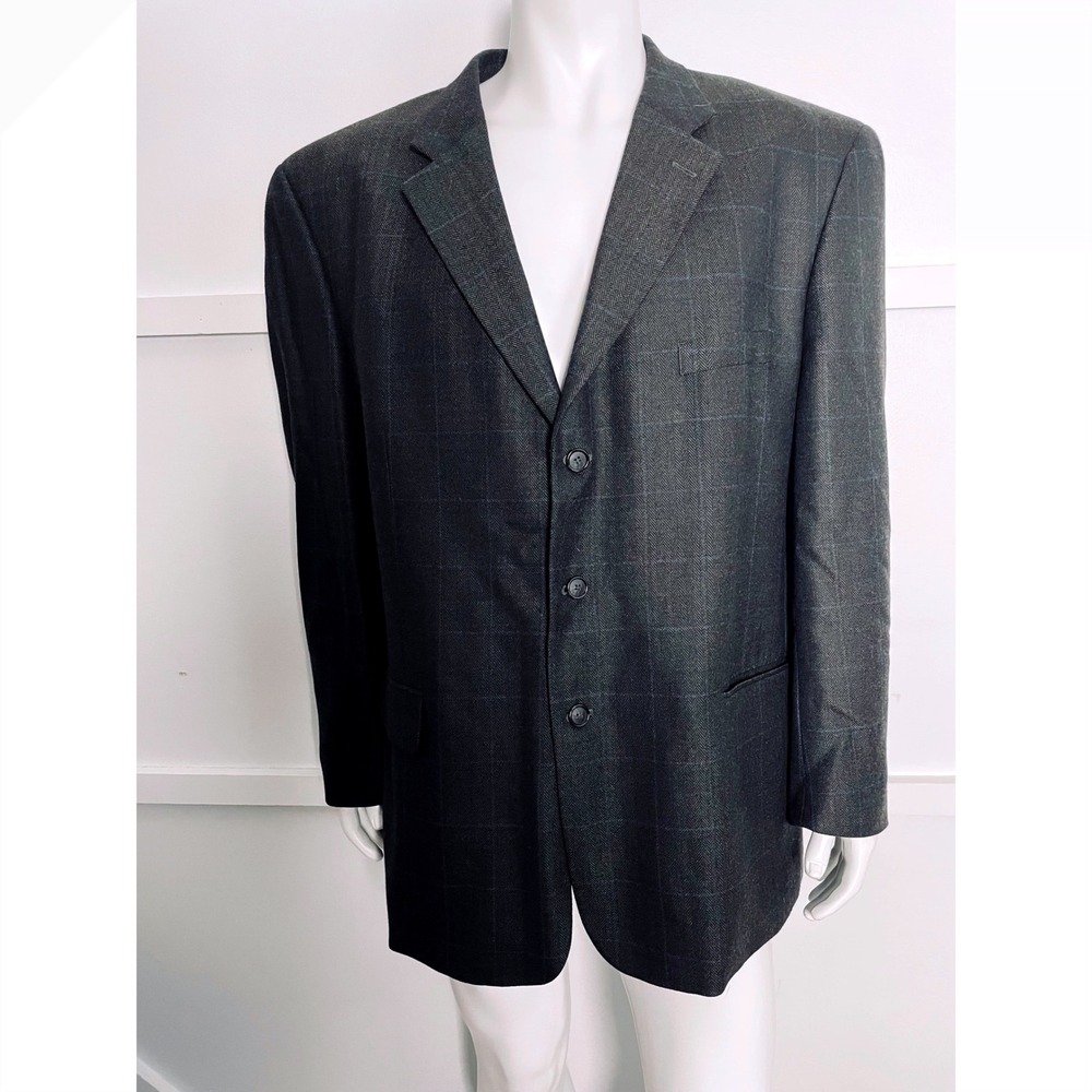 Lauren Ralph Lauren Mens Blazer Charcoal‎ Gray Wool Blend Natural Stretch 48R